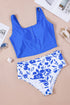 Square Neck Sleeveless Print Tankini Set